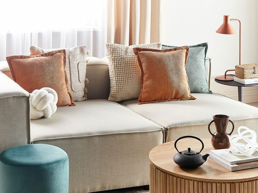 Sada 2 ozdobných polštářů 43 x 43 cm Zinny (oranžová)