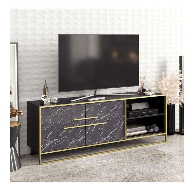 TV stolek/skříňka Poppy (zlatá + černá)