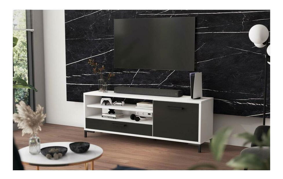 TV skříňka/stolek Cascade (bílá + černá)