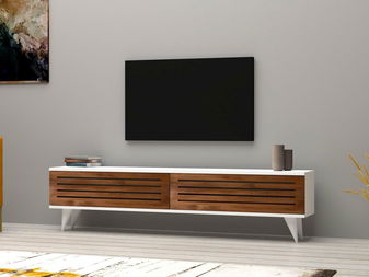 TV stolek/skříňka Vukaki (ořech + bílá)