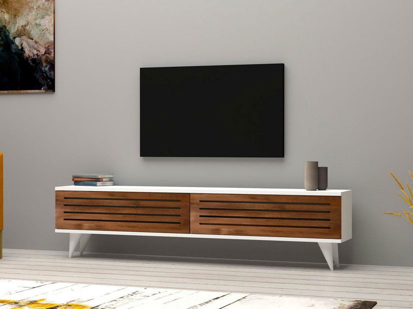 TV stolek/skříňka Vukaki (ořech + bílá)