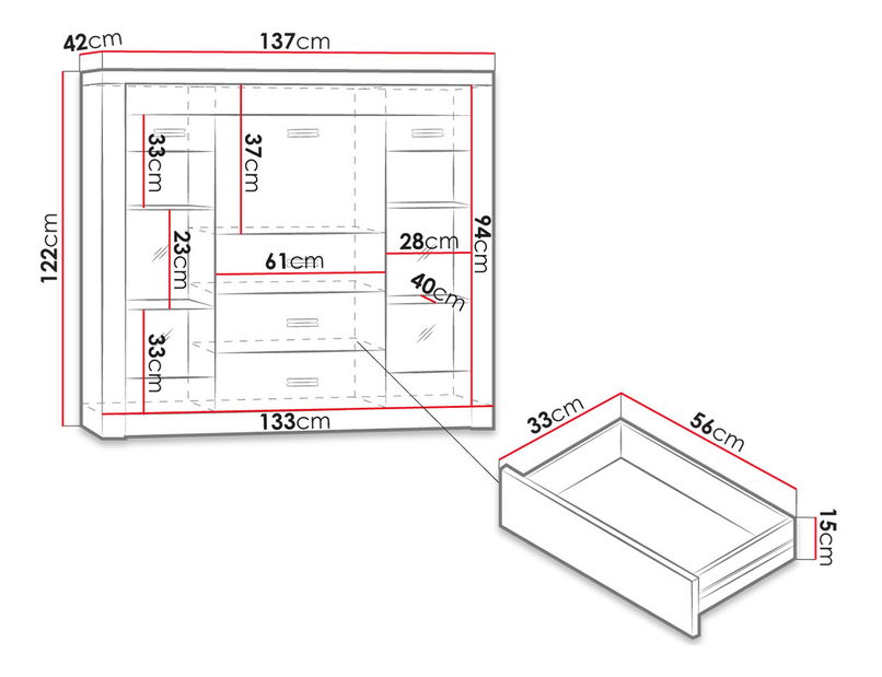 Komoda Nadenas N8 (jasan světlý)