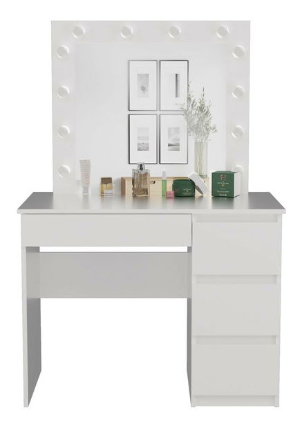 Toaletní stolek Micras 2 (bílá) (P) (se zrcadlem) (s LED osvětlením)