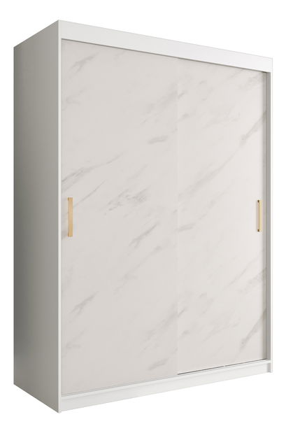 Šatní skříň 150 cm Marbelo T (matná bílá + bílý mramor)