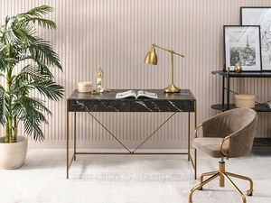 PC stolek Unica (černý mramor + zlatá)