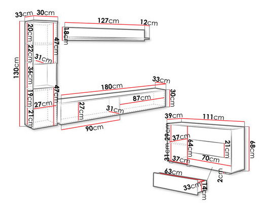 Nábytek do obývacího pokoje Nova I (wotan + bílý lesk)
