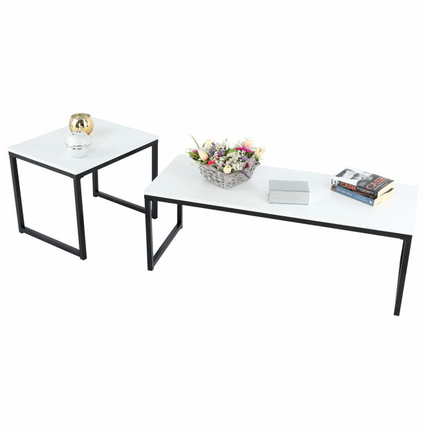 Set 2 ks konferenčních stolků Kastty typ 2 (bílá + černá)