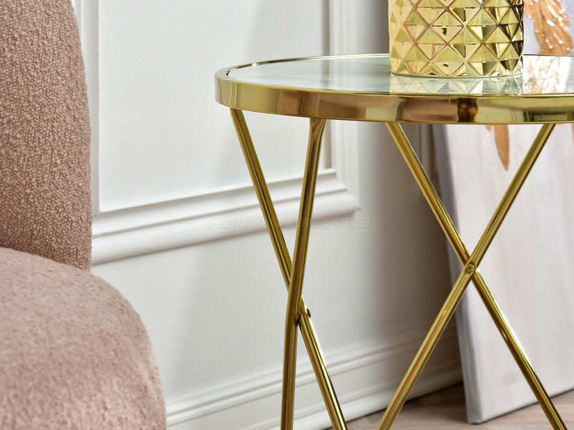 Konferenční stolek Armin S (bílý mramor + zlatá)