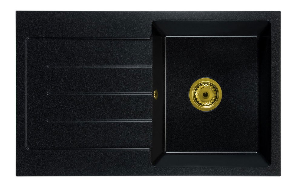 Kuchyňský dřez Ruxom (černá + textura) (bez otvoru pro baterii) (L)