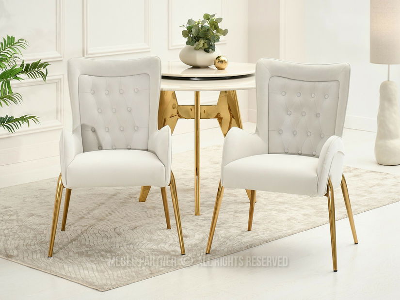 Jídelní židle Multe (krémová + zlatá)