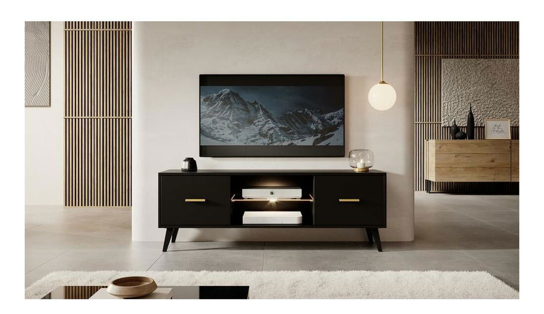 TV skříňka/stolek Savoi I (s osvětlením) (černá)