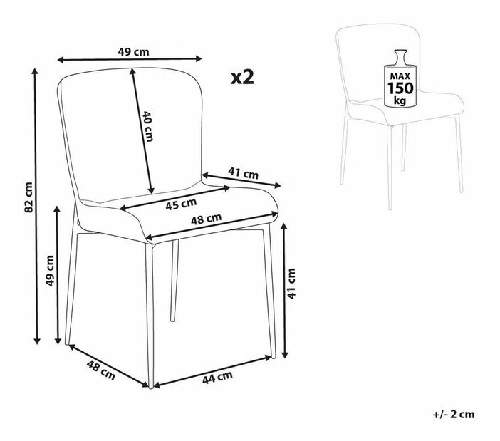 Set 2 ks jídelních židlí Adana (šedá)