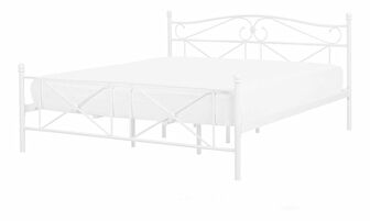 Manželská postel 140 cm RANDEZ (kov) (bílá) (s roštem)
