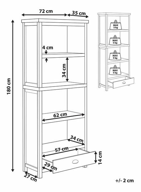Regál Cillian (světlá šedá)