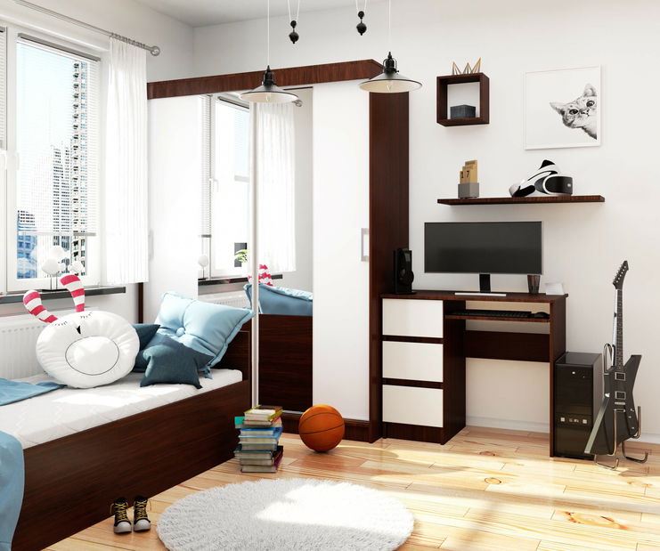 PC stolek Benicio (wenge + bílá) (L)