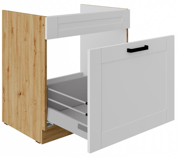 Dolní kuchyňská skříňka pod dřez Lucid 80 ZL 1S BB (korpus: dub artisan + fronta: mdf bílá)