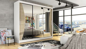 Šatníková skříň Alesia (bílá + dub sonoma)