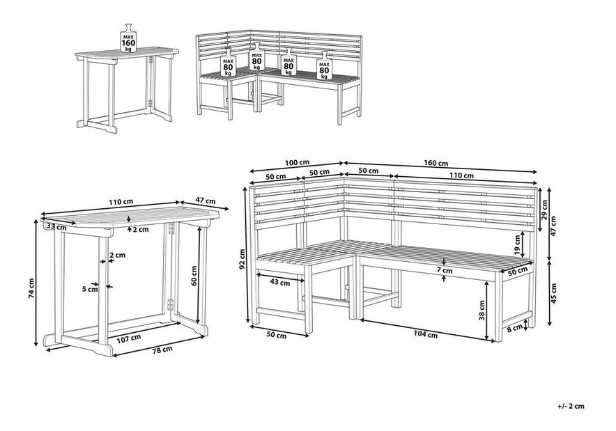 Zahradní set Tammi (světlé dřevo)