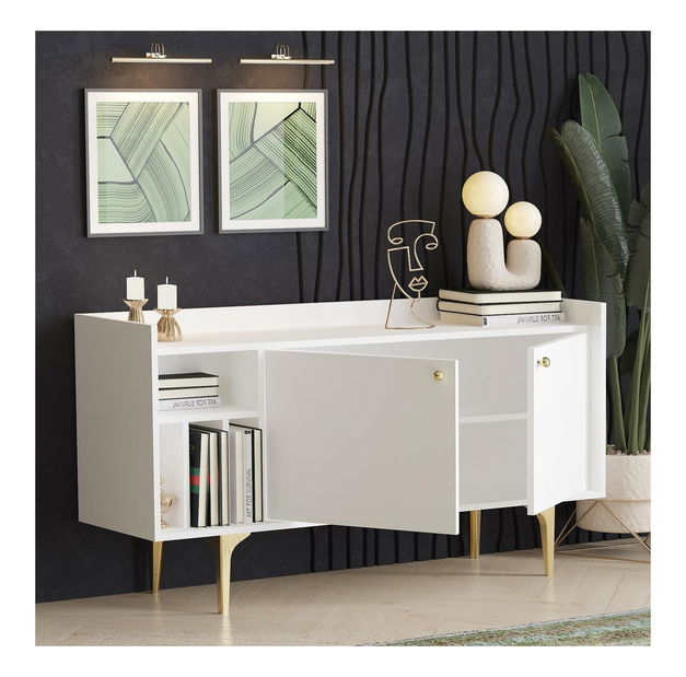 Skříňka Lipamo 7 (bílá + zlatá)