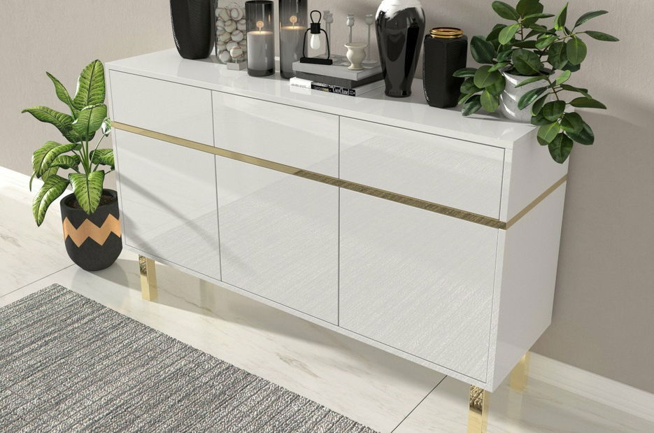 Komoda Naturlig Mynga (vysoký lesk bílý)