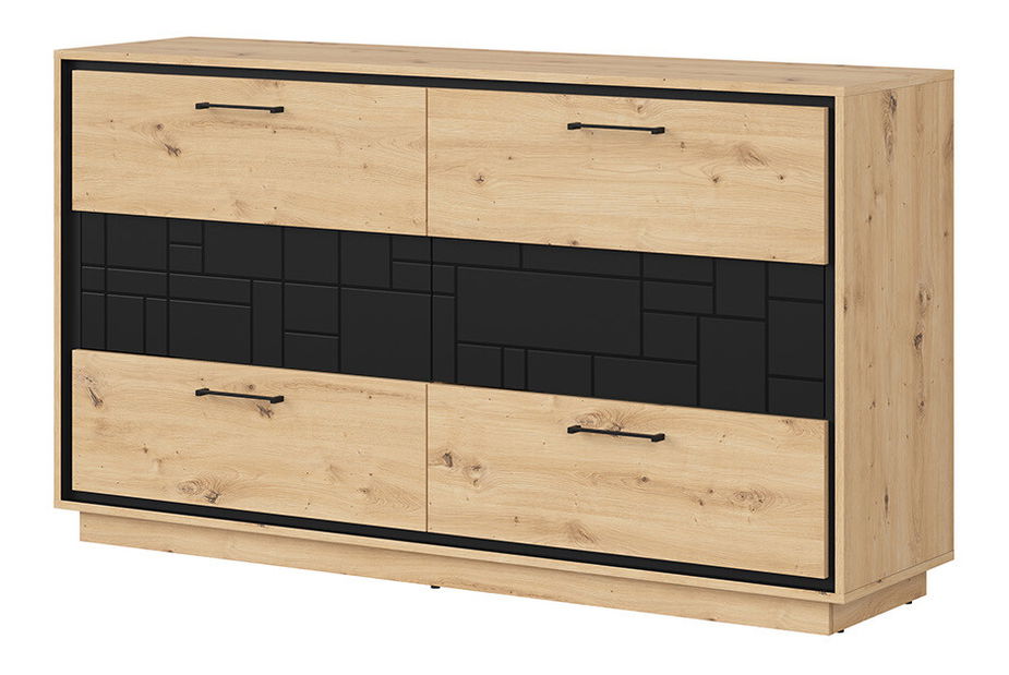 Komoda BRW Pont KOM6S (dub artisan + černá matná)