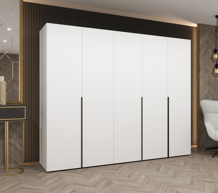 Šatní skříň 250 cm Alice 1 (bílá + černá)