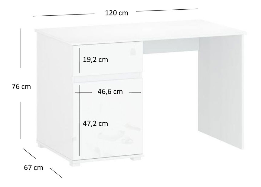 PC stolek Leona (bílá lesklá)