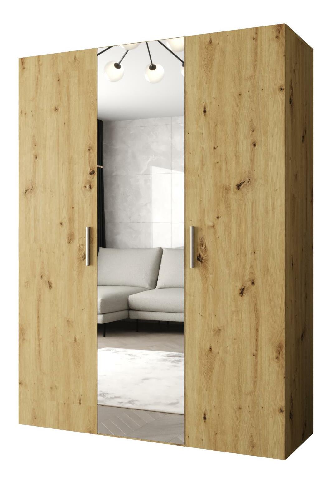 Šatní skříň 150 cm Borry 2 (dub artisan + stříbrná)