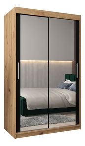 Šatní skříň 120 cm Toki 3 (Dub artisan + Černá matná)