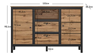 Komoda Leticia (dub wotan + černá)