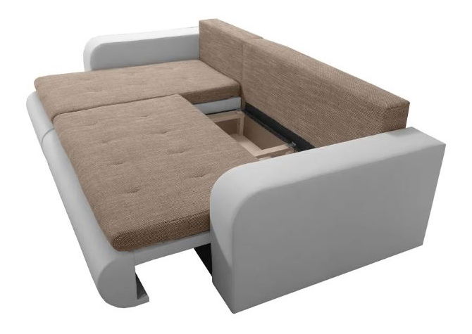 Rozkládací sedací souprava Bistran (bílá + hnědá) (P) 