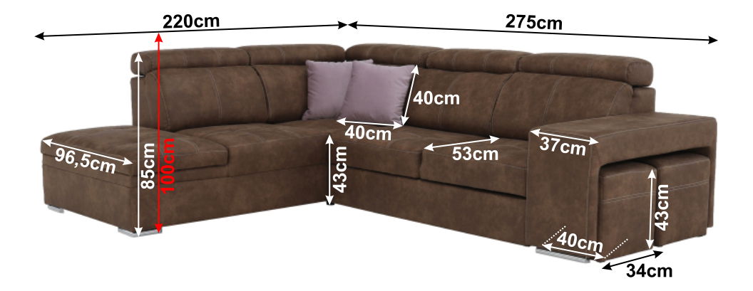 Rohová sedací souprava Lanza (L)