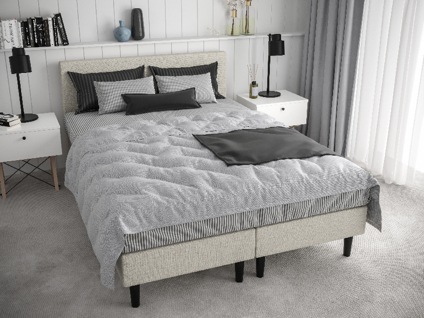 Manželská posteľ Boxspring 140 cm Rita (svetlohnedá) (s matracom, bez úložného priestoru)