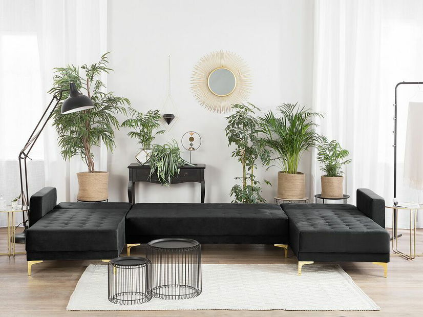 Rohová sedací souprava U Aberde (černá)