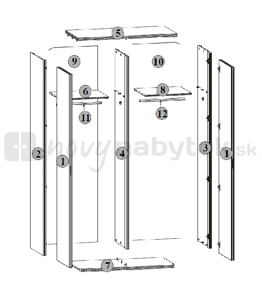 Šatní skříň BRW DOORS HSU2D 22/12 