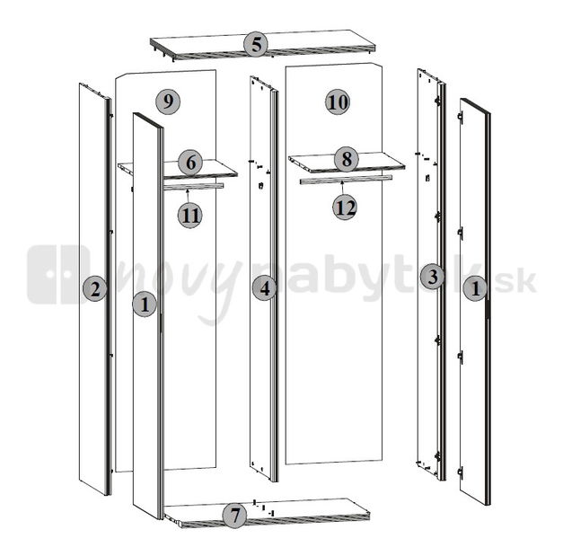 Šatní skříň BRW DOORS HSU2D 22/12 