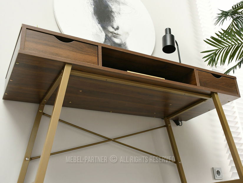 PC stolek Gavon (ořech + zlatá)