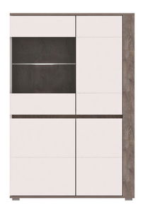 Vitrína Aren AS7 (s osvětlením) (dub enderein + lesk bílý)