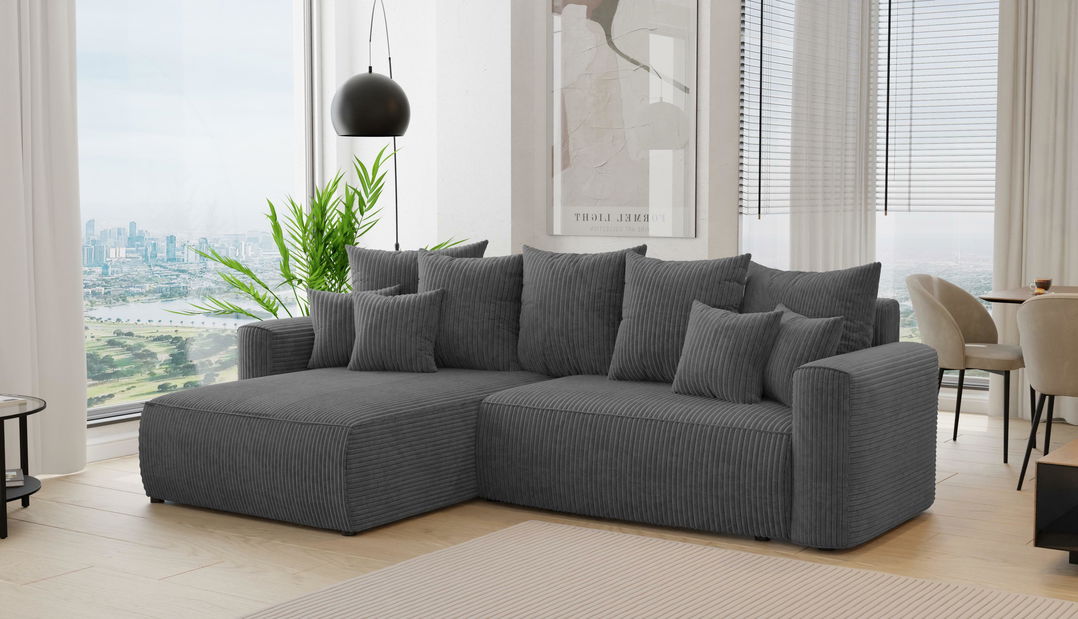 Rohová sedačka Baria (L) (tmavě šedá)