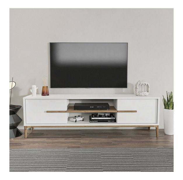 TV skříňka Eslametta (bílá + ořech)