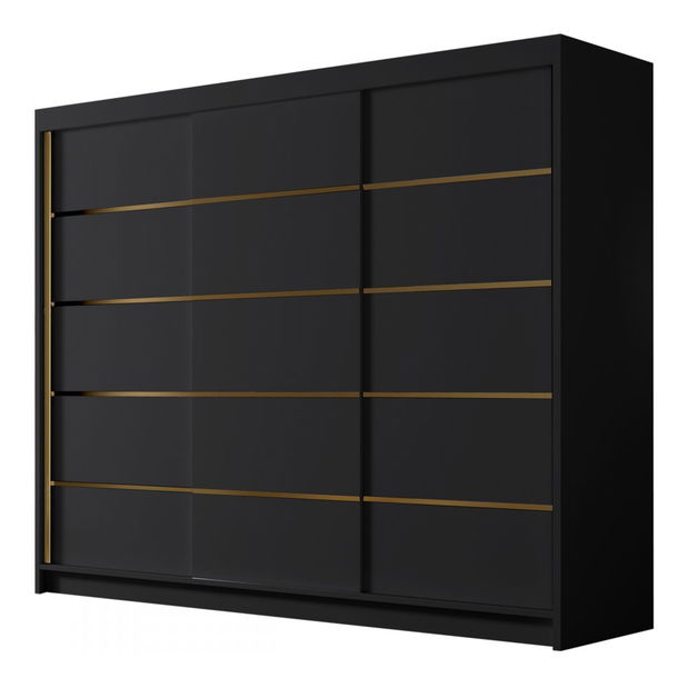 Šatní skříň s posuvnými dveřmi Fozzurt VII 250 (kašmír + zlatá)