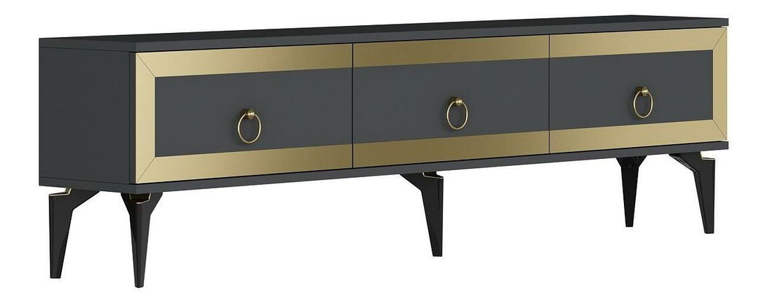 TV stolek/skříňka Muvuta 2 (antracit + zlatá)