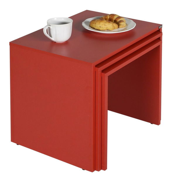 Set 3 konferenčních stolků Shotaretta (červená) *výprodej