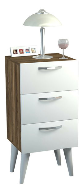 Noční stolek Buoran V3 (Ořech + Bílá)