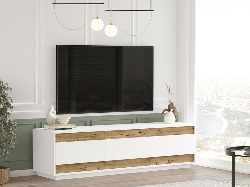 TV stolek/skříňka Milupe (bílá + borovice atlantická)