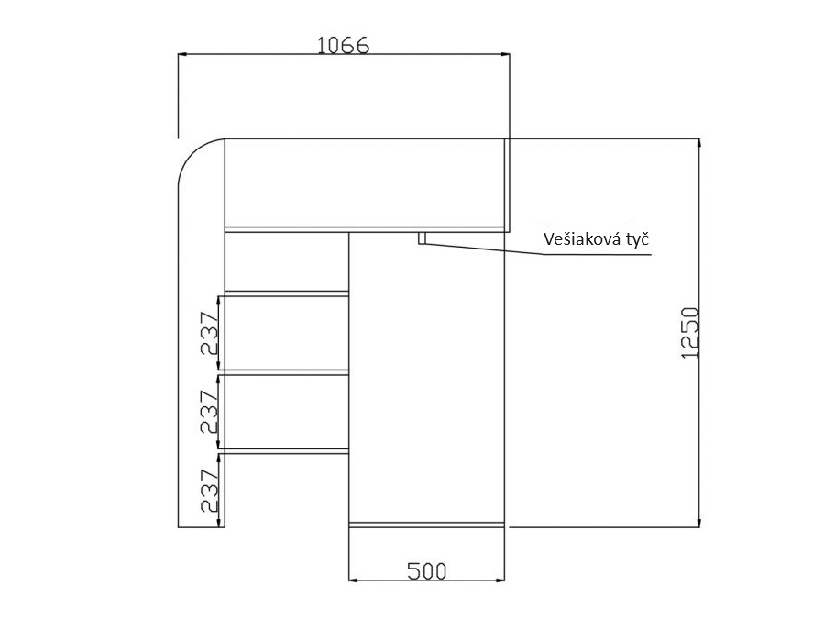 Dětská kombinovaná postel 90 cm Kesa 1 (beton + dub wotan)