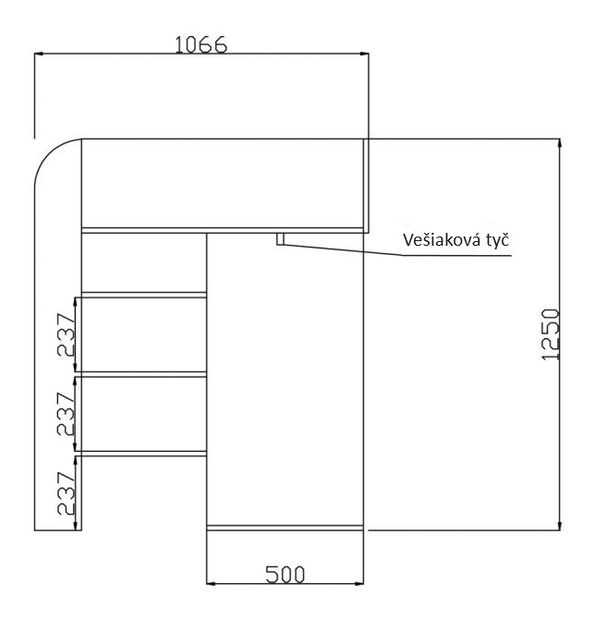 Dětská kombinovaná postel 90 cm Kesa 1 (beton + dub wotan)