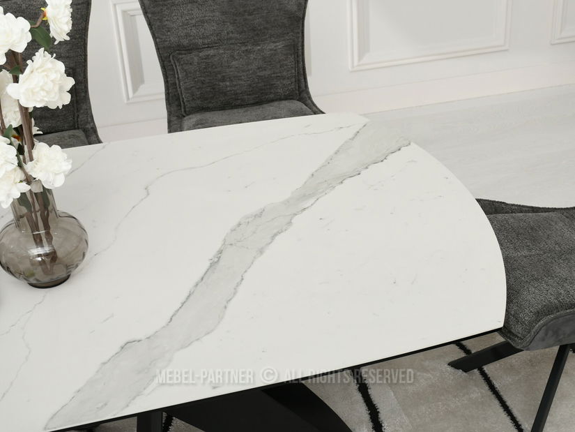 Jídelní stůl Persi (bílý mramor + černá)