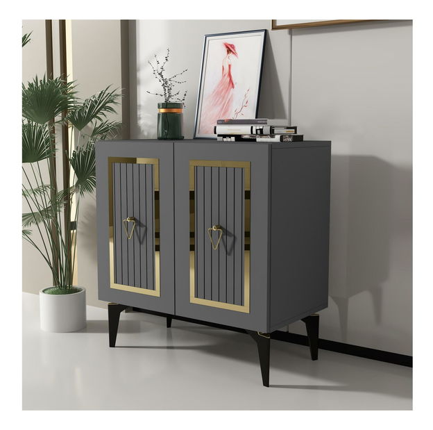 Skříňka Lideke 3 (antracit + zlatá)