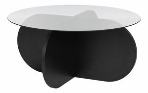 Konferenční stolek Aorte (černé dřevo + kouřové sklo)